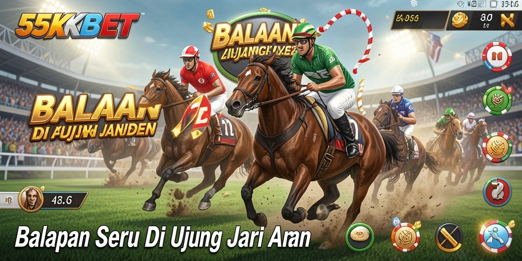 Tangkapan layar menampilkan aksi balapan seru di 55KBET.