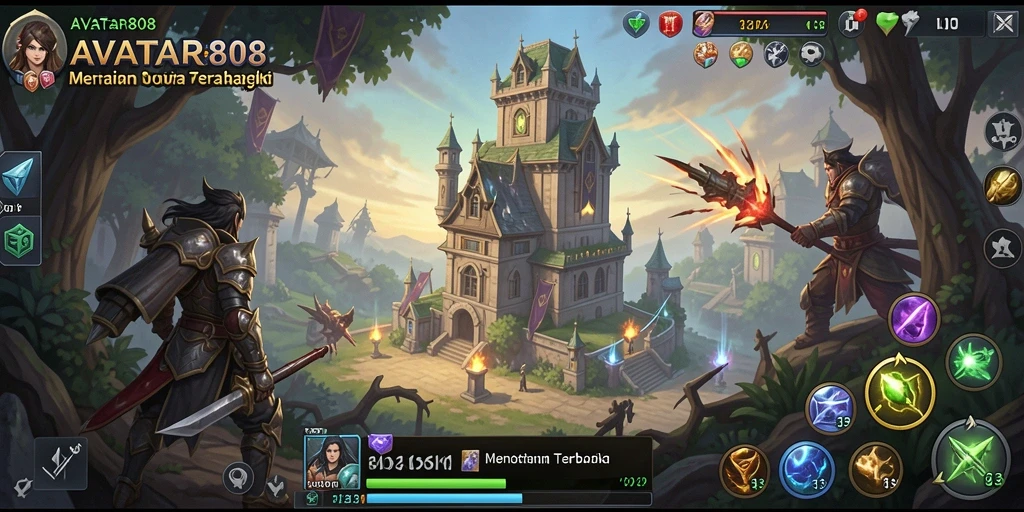 Tangkapan layar AVATAR808 menunjukkan pertarungan intens dalam gameplay Tower Defense.