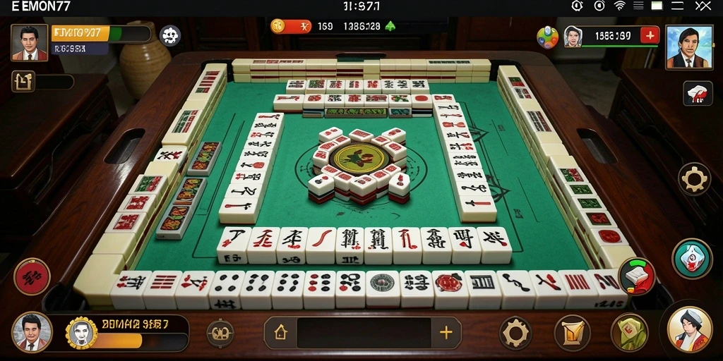 Tampilan gameplay EMON77 yang menarik dan interaktif dalam Mahjong.
