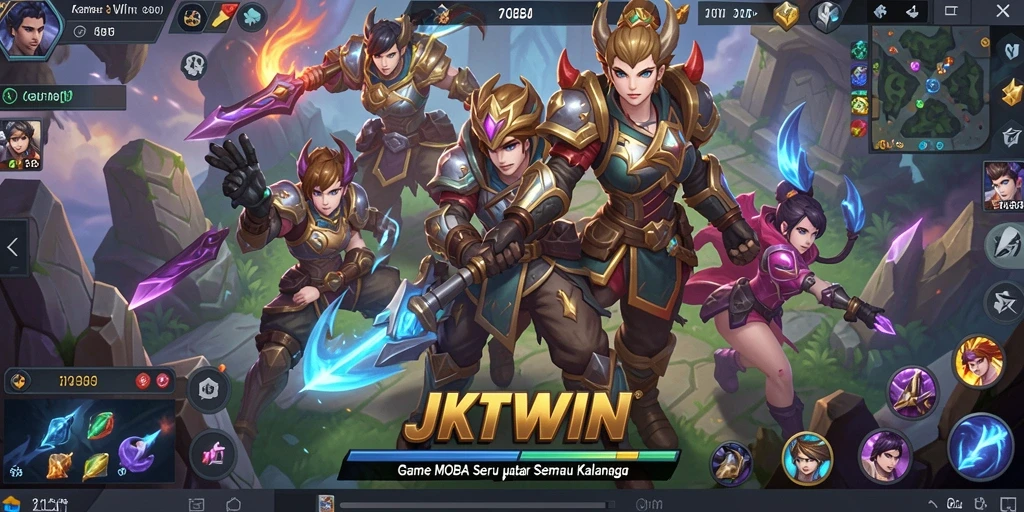 Tampilan gameplay seru dari JKTWIN dengan aksi MOBA yang intens.