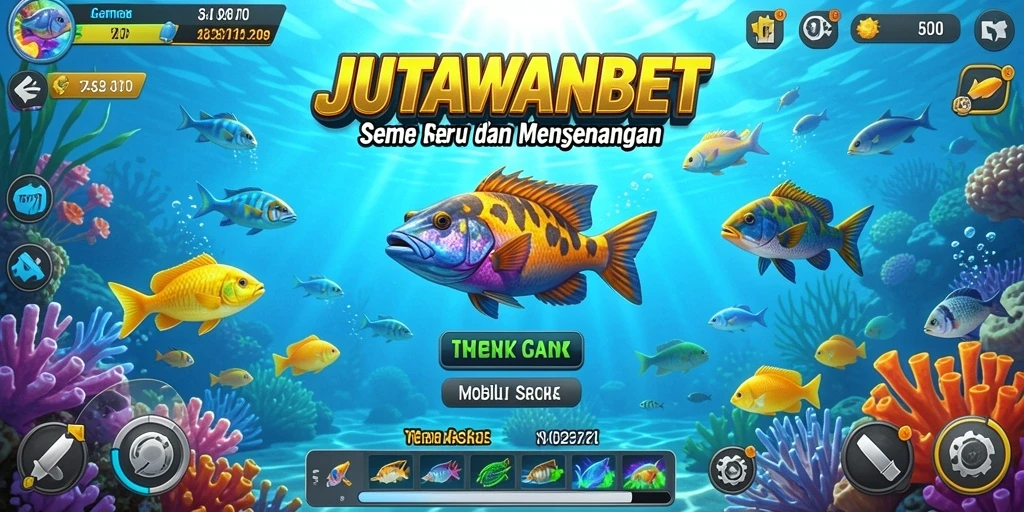 Gameplay seru JUTAWANBET dengan berbagai ikan berwarna-warni.
