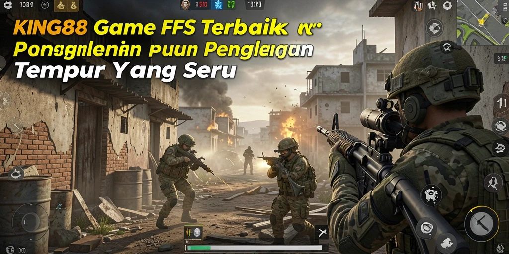 Screenshot gameplay KING88 menunjukkan pertarungan FPS yang intens.