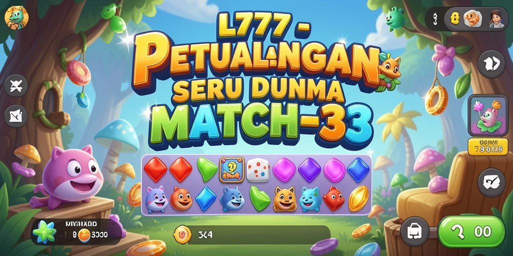 Screenshot gameplay L777 menampilkan aksi seru dalam puzzle Match-3.