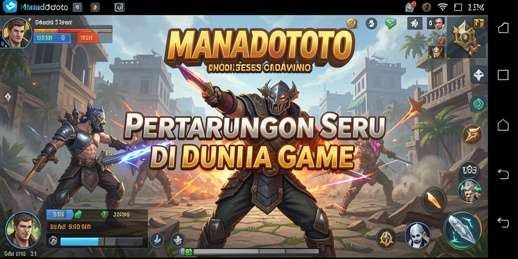 Screenshot utama menampilkan aksi bertarung seru dalam MANADOTOTO.