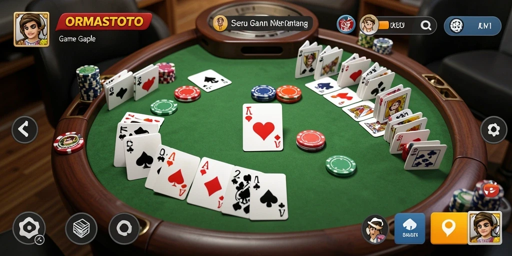 Screenshot gameplay Gaple ORMASTOTO yang menarik dan seru.