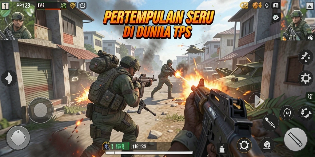 Tampilan screenshot menunjukkan aksi pertempuran intens dalam PP123.