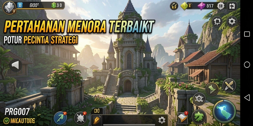 Tampilan gameplay menegangkan dan seru di PRG007 saat mempertahankan menara.
