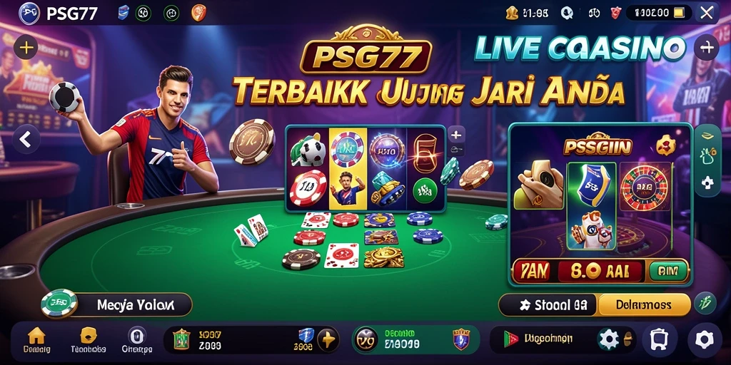 Screenshot gameplay PSG77 yang menampilkan suasana Live Casino yang mendebarkan.