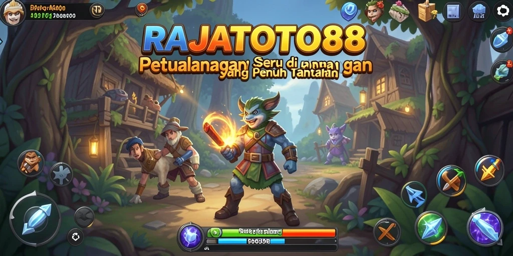 Screenshot permainan RAJATOTO88 menunjukkan petualangan mendebarkan yang penuh warna.