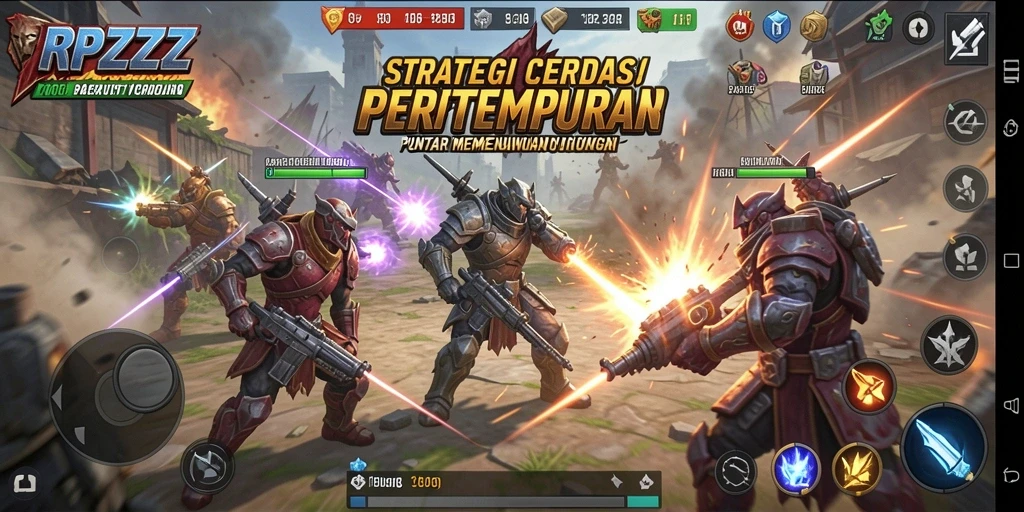 Screenshot gameplay RPZZZ yang menampilkan pertempuran strategis.