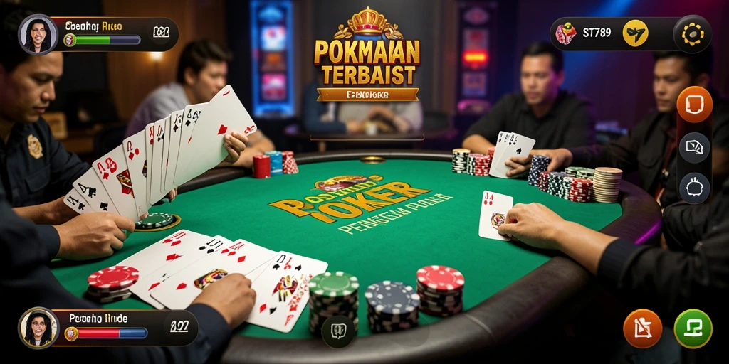 Tangkapan layar gameplay ST789 menampilkan suasana permainan Poker yang menarik.