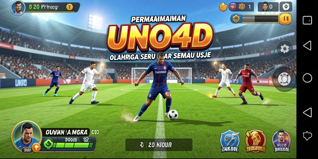 Tampilan gameplay seru di dalam UNO4D yang melibatkan olahraga daring.