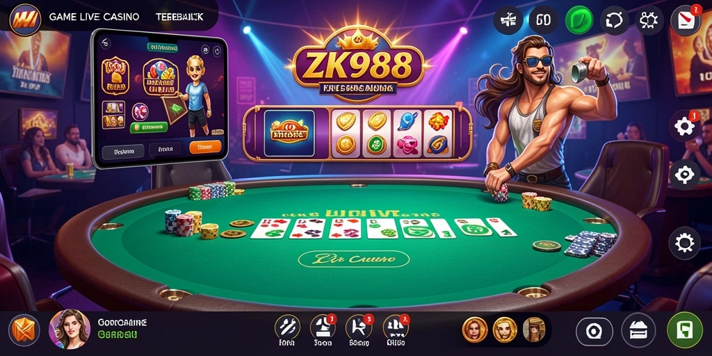 Gameplay seru di ZK988 dengan dealer langsung dan interaksi nyata.
